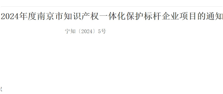 4月15日申報(bào)截止！南京市知識產(chǎn)權(quán)一體化保護(hù)標(biāo)桿企業(yè)項(xiàng)目啟動